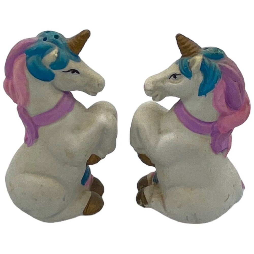 Porcelain Ceramic Pastel Unicorn Salt and Pepper Shaker Set Fantasy Collectible